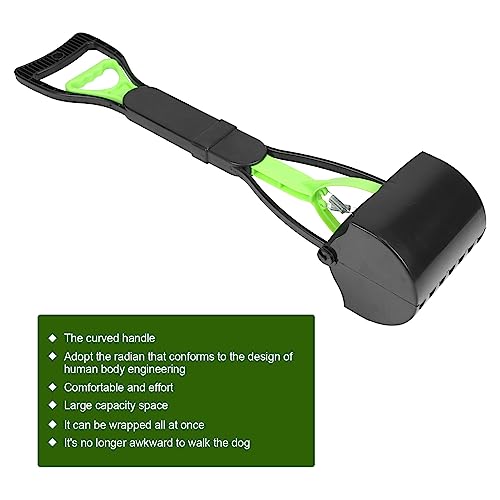 Pet Pooper Scooper, 23.7 Heavy Duty Dog Pooper Scooper, Long Handle Poop Picker Upper, Portable Pet Waste Grabber for Yard, Grass, Dirt, Double Spring, Dog Supplies (Green+Black)