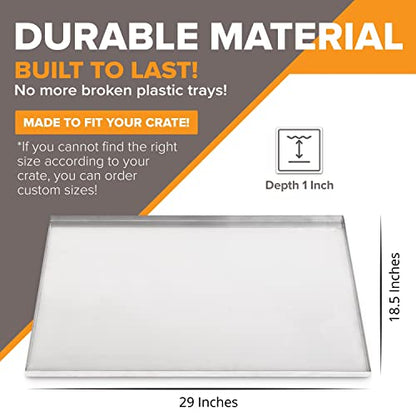 Pinnacle Systems (Galvanized, 29" L X 18.5" W X 1") Metal Replacement Dog Crate Pan Chew Proof Crack Proof Pet Kennel Tray Central Dog Crate Pan Pet Supplies - size: 29"L x 18.5"W x 1"H