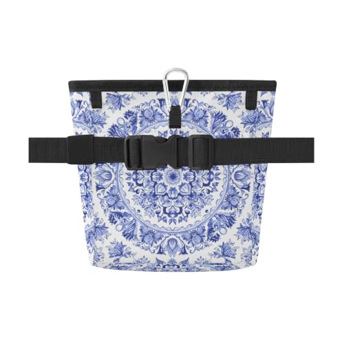 Mandala Water-Resistant Dog Treat Pouch, 3 Ways to Wear Treat Bag with Magnetic Closure & Reflective Strip, Hands-Free for Pet Training, Walking