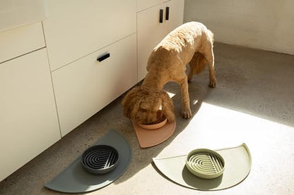 Should We Go? Waterproof Silicone Dog Food Mat – Medium Size Non-Slip Pet Bowl Mat, Raised Edge Design, Easy-to-Clean Pet Food Placemat for Dog & Cat Bowls, 21" Across x 10.5" Deep - Sage Green - color: Sage Green, size: Medium