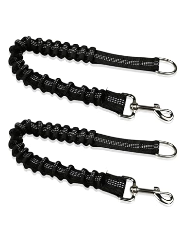 Elastic Bungee Dog Leash Extender, Shock Absorbing, Reflective, 360° Swivel Clip, for Running, Walking, Cycling, 2 Pack