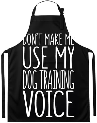 Don't Make Me Use My Dog Training Voice Apron, Unisex, Black, One Size Fits All, Cotton Blend, Casual, Text Graphic, 2 Pockets