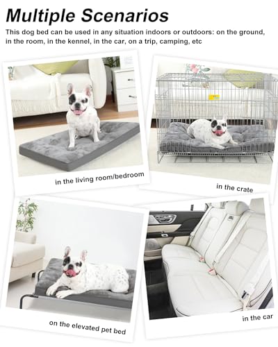 Dog Bed for Crate Washable Plush Medium Size Dog Kennel Pad with Anti-Slip Bottom, 29x18 Inch, Grey - color: Grey, size: 29.0 L x 18.0 W x 1.5 Th