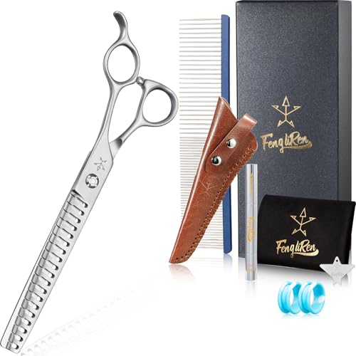 High-end Professional Dog Grooming Thinning Scissors Teeth Cutting Blending Shears Pet Texturizing Shears 7.5 Inch Extremely Very Sharp Stainless Steel Alloy For Cat Other Animals Groomer - style: 7.5inch Big Teeth Thinning