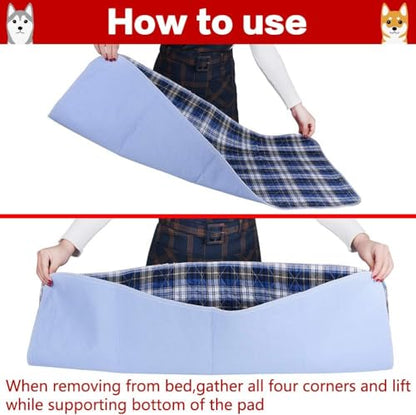 KOOLTAIL Reusable Puppy Pads, 2 Pack Washable Pee Pads for Dogs-Waterproof Non-Slip Plaid Puppy Training Pads, Absorbent Whelping Pads for Potty, Crate, Playpen, Bed, Sofa, Large Dog Mat, 31"x 36" - size: 31*36in 2 Pack