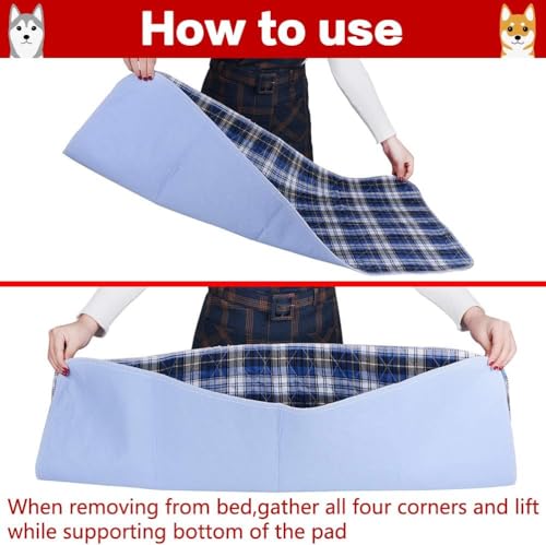 KOOLTAIL Reusable Puppy Pads, 2 Pack Washable Pee Pads for Dogs-Waterproof Non-Slip Plaid Puppy Training Pads, Absorbent Whelping Pads for Potty, Crate, Playpen, Bed, Sofa, Dog Large Mat, 36"x 48" - size: 36*48in 2 Pack