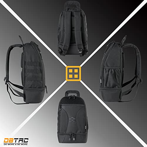 DBTAC Tactical Pet Backpack for Small Dogs & Cats - Compact Travel Bag with Insulated Pocket & 1x Detachable Food Container Included | Outdoor Hiking, Road Trip, Airplane Approved (Black) - color: Black