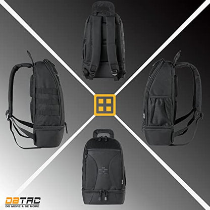 DBTAC Tactical Pet Backpack for Small Dogs & Cats - Compact Travel Bag with Insulated Pocket & 1x Detachable Food Container Included | Outdoor Hiking, Road Trip, Airplane Approved (Black) - color: Black