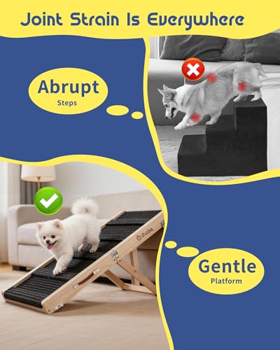 Dog Ramp for Couch - Joint & Spine Support with Gentle Incline for Small Dogs, Adjustable, Anti-Slip & Foldable, Up to 35 lbs - size: Small
