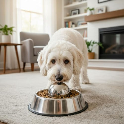 Soulchen Stainless Steel Slow Feeder Ball for Dogs, Weighted Metal Slow Feeder Ball, 3.54 Inch/9 cm, Slows Fast Eating to Prevent Choking, Bloating and Obesity, Safe for All Breeds