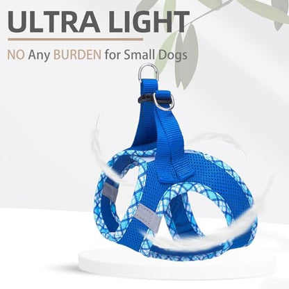 PUPTECK Dog Harness and Leash Set for Small Medium Dogs No Pull Step-in Soft Mesh Puppy Cat Vest Harnesses Reflective at Night, Blue M - color: #1 Blue(Basic Mesh), size: M(CHEST 16"-18", 11-18 lbs)