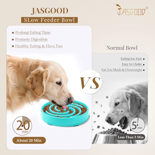 JASGOOD Slow Feeder Dogs Bowl for Large Medium Dogs,Anti-Gulping Pet Slower Food Feeding Bowls Stop Bloat,Preventing Choking - color: B-Sky Blue