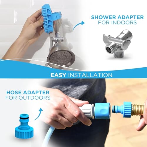 Aquapaw Dog Bath Brush Pro & Dog Shower Attachment - Large Silicone Rubber - Sprayer & Scrubber in One with 8ft Hose Attachment & Shower Wand for Bathing - Pet Bath Supplies - size: Large