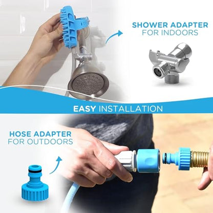 Aquapaw Dog Bath Brush Pro & Dog Shower Attachment - Large Silicone Rubber - Sprayer & Scrubber in One with 8ft Hose Attachment & Shower Wand for Bathing - Pet Bath Supplies - size: Large