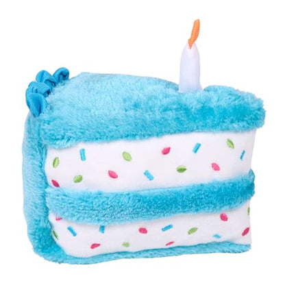 ZippyPaws Birthday Cake- Dog Squeaky Toys to Keep Them Busy, Funny Food Plush for Small, Medium, & Large Dogs, Cute Stuffed Puppy Toy, Pet Products, Gift for Dogs of All Breeds, Soft and Cuddly- Blue - color: Blue