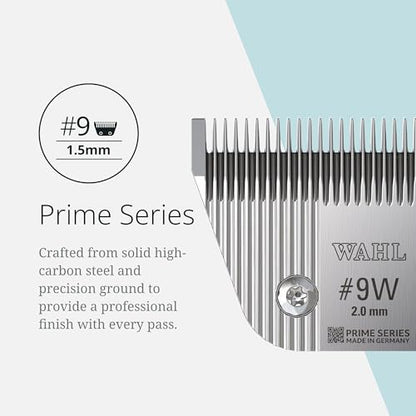 Wahl Pro Animal Wide Prime Series Blades - Professional Fine Tooth Pet Clipper for Horse, Cat & Dog Grooming - Made from High-Carbon Steel - #9W, 2.0mm - size: #9W