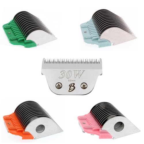 30 Wide Blade & 22mm 25mm 32mm 38mm Wide Clipper Guard Attachment Set for A5 Series Clippers| Stainless Steel Blade for Professional Dog Groomers| Snap-On/Off Design Wide Guard Combs for Dog Grooming - color: 5Pcs Set(30w. 22mm, 25mm, 32mm, 38mm)