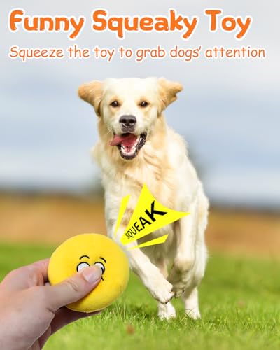 Squeaky Dog Toys, Interactive Soft Plush Puppy Toy Balls for Small Medium Breed, Cute Stuffed Pet Teething Ball Pack to Keep Dogs Busy - size: Medium