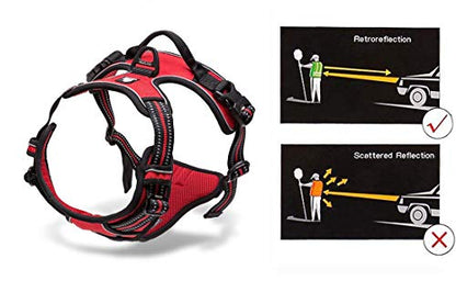 JUXZH Truelove No Pull Dog Harness with Easy Control Handle and 2 Leash Attachments,Reflective Adjustable Pet Vest - color: Red, size: Medium (Pack of 1)
