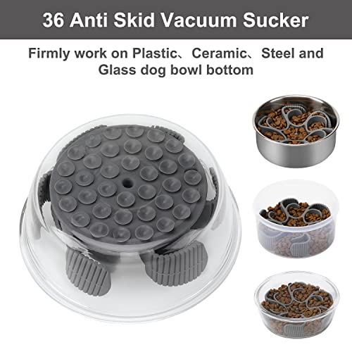 Anipaw Dog Slow Feeder Bowls Silicone Spiral Pet Food Feeder Insert to Slow Down Eating for Large Medium Small Breed Dogs Perfect with Stainless Steel Glass Ceramic Pet Bowls (Grey) - color: Grey