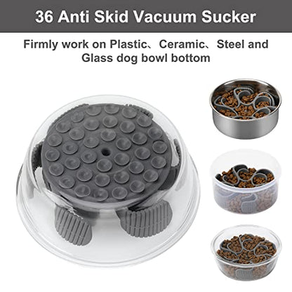 Anipaw Dog Slow Feeder Bowls Silicone Spiral Pet Food Feeder Insert to Slow Down Eating for Large Medium Small Breed Dogs Perfect with Stainless Steel Glass Ceramic Pet Bowls (Grey) - color: Grey