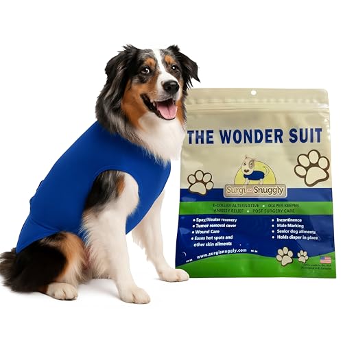 SurgiSnuggly Dog Suspenders for Diapers Female OR Male Disposable Dogggie Diapers Keeper It's A Dog Diaper Holder- Wrap Around Legs for Superior Fit L Blue