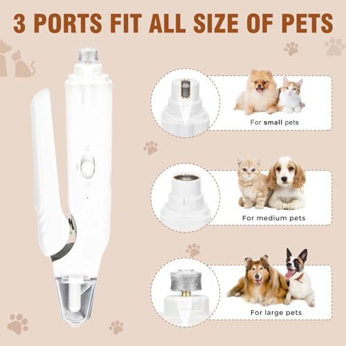2-in-1 Dog Nail Grinder &Dog Nail Clippers with Light，Cat Nail Clippers ，Ultra-Quiet, USB Rechargeable, Multiple Grinding Methods, and Splash Guard for Large Medium Small Dogs Cats Pets(White) - color: white
