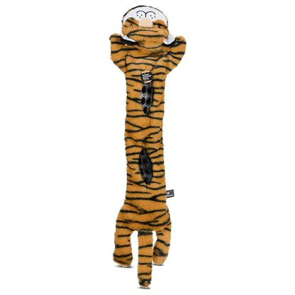 Smithsonian Longamals Tiger Plush Dog Toy – 30" Crinkle & Squeaky, Stuffing-Free Interactive Tug Toy for Medium & Large Dogs - color: Tiger, size: 30"