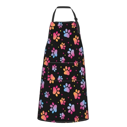 Dog or Paw Apron - 33" x 28" Large with 26" Waist Ties, Lightweight, with 2 Pockets for Your Cooking Essentials - style: Dogs Paw
