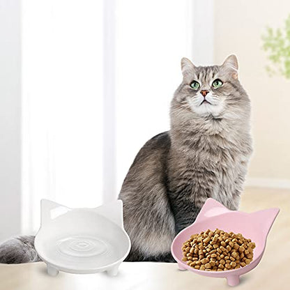 Cat & Dog Food Bowl – Non-Slip Wide Shallow Pet Dish for Whisker Fatigue Relief, Safe for Puppies & Rabbits(Safe Food-Grade) - color: 3Grey+White+Pink