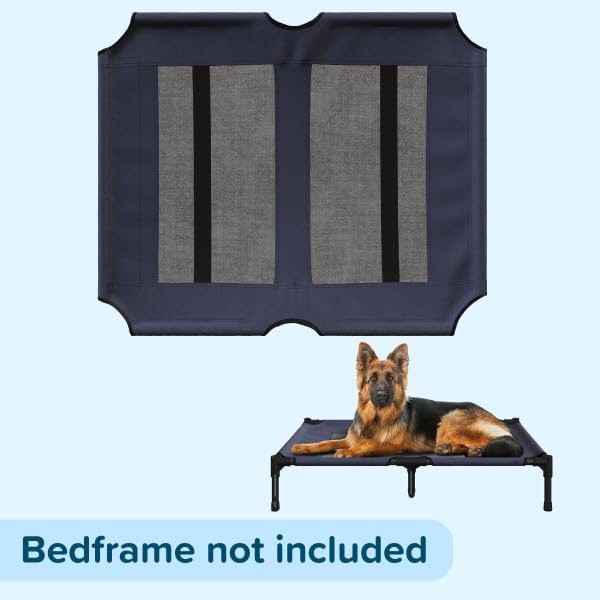 Elevated Dog Bed Cover - 36x30-Inch Replacement Pet Bed Cover with Mesh Panel - for Indoor/Outdoor Use - Dog Cot Not Included by PETMAKER (Blue) - size: Large