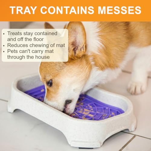 Neater Pets Neat-LIK Dog Lick Mat w/Mess-Proof Tray, Lick Mat for Dogs, Cats, Puppy, Reduces Anxiety & Boredom, Peanut Butter Slow Feeder, Interactive Treat Licking Pad (Purple/Vanilla Bean) - color: Purple Mat w/ Vanilla Bean Tray