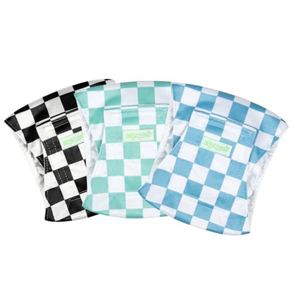 wegreeco Washable Male Dog Belly Band (Stylish Pattern) - Dog Diapers Male - Washable Male Dog Belly Wrap, Dog Diapers Male (Blue, Green, Black Checkerboard, Small) - color: Blue, Green, Black Checkerboard, size: Small (Pack of 3)