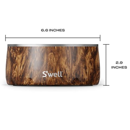 S'well Stainless Steel Pet Bowl, 32oz, Teakwood, for Small to Medium Size Dogs, Mess Free Design with Non Slip Rubber Bottom, Dishwasher Safe, BPA Free - color: Teakwood, size: 32 oz