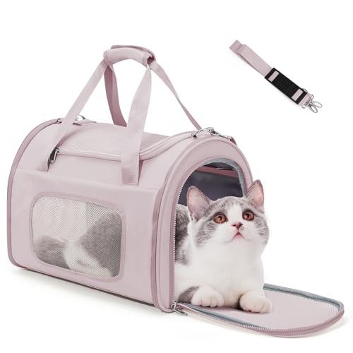 Cat Carrier Soft, Pet Dog Carrier Soft-Sided Airline Approved, Pet Travel Carrier Up to 20lbs, Collapsible Cat Carrier Dog Carrier for Medium Cats Small Dogs, Pink - color: Pink