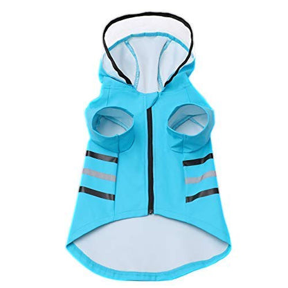 Wizland Reflective Dog Raincoat Dog Rain Jacket with Hood Lightweight Waterproof Rain Coat for Puppies (Blue L) - color: Blue, size: Large