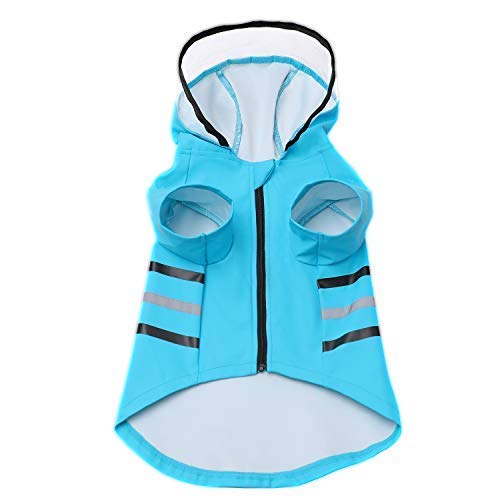 Wizland Reflective Dog Raincoat Dog Rain Jacket with Hood Lightweight Waterproof Rain Coat for Puppies (Blue S) - color: Blue, size: Small