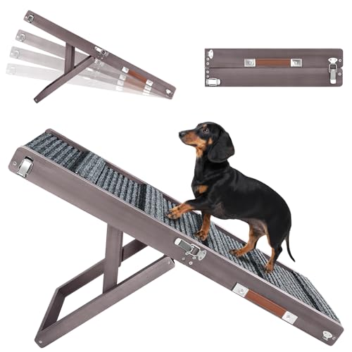 Pawaboo 2026 Upgraded Dog Ramp for Couch, Foldable Small Dog Ramp for Sofa, 4 Adjustable Height from 13'' to 21", Portable Stable Pet Step with Non-Slip Pad, Pet Ramps Use for Couch Stairs,Grey Purple - color: Grey Purple, size: 80×30cm-for couch
