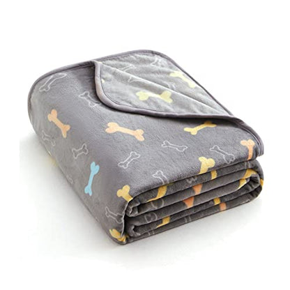 Allisandro Luxurious Dog Blanket, 350 GSM Super Fuzzy Microplush Fleece Pet Blankets for Small Medium Large Dogs and Cats, Grey Bone, 40 x 32 Inches - color: Grey Bone, size: 40" x 32"