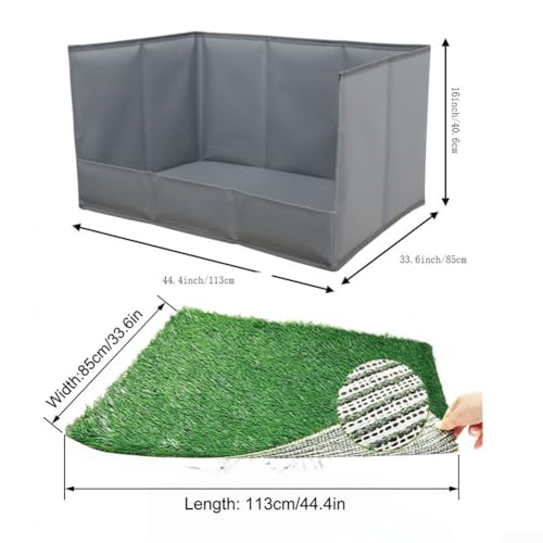 Foldable Dog Grass Pad with Tray, High Walls Pee Potty Trainer Large Medium Small Dogs, Portable Artificial Turf Mat, Control, Gray(Gray XL) - size: Gray XL