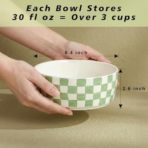 6.4 inch Ceramic Hand Painted Basic Dog Bowl Set of 2 with Anti-Skid Rubber Base, Food and Water Bowls for Small Pets Green - color: Green