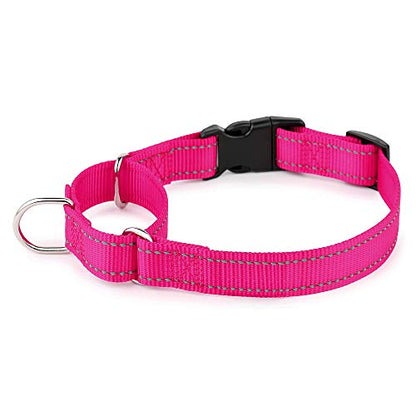 PLUTUS PET Reflective Martingale Collar with Quick Snap Buckle,No Pull Dog Choker Collar for Small Medium Large Dogs,S,Hot Pink - color: Hot Pink, size: S:12"-16"