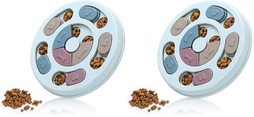 DR CATCH Dog Puzzle Toys,Dogs Food Puzzle Feeder Toys for IQ Training & Mental Enrichment,Dog Treat Puzzle(Blue) (Pack of 2) - color: Dark blue, size: 9.44" x 9.44" x 1.14" (Pack of 2)