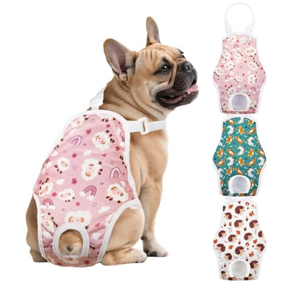 3 Pack Washable Female Dog Diapers with Adjustable Suspender, Reusable Sanitary Panties for Dogs in Heat, Leak-Proof Design for Small Dogs - size: L