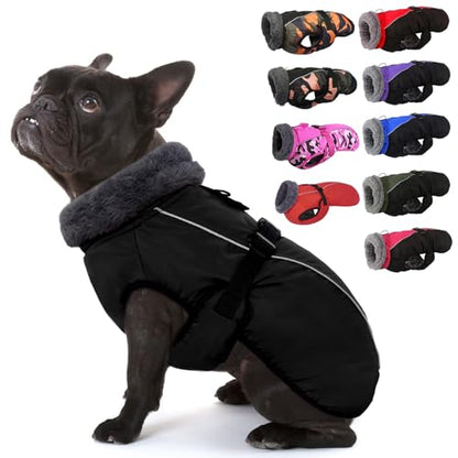 IECOii Extra Warm Coat - Adjustable Dog Jacket Winter Coat with Buckle & Fleece Turtleneck for Small to Extra Large Dogs - color: Black, size: Small(Chest:12.6-16.5 in)