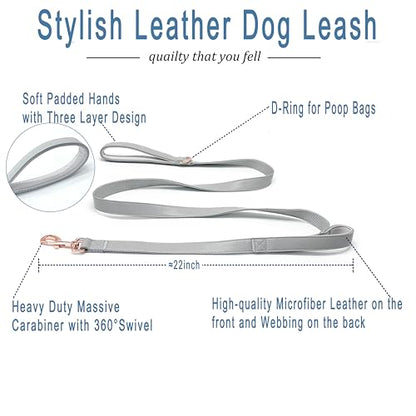 Dog Leash 6ft Long,Traffic Padded Two Handle,Heavy Duty,Double Handles Lead for Control Safety Training,Leashes for Large Dogs or Medium Dogs,Dual Handles Leads (Grey, 25MM*6FT) - color: Grey