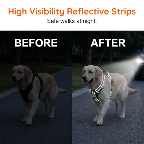 Dog Harness, No Pull Dog Harness, Reflective Front Clip Vest - Adjustable Soft Padded with Easy Control Handle for Small Medium Large Dogs (Black L) - color: Black L