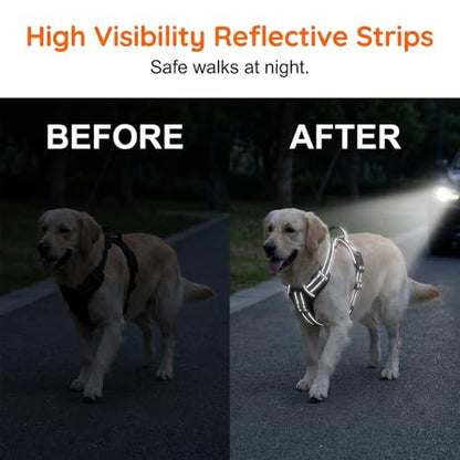 Dog Harness, No Pull Dog Harness, Reflective Front Clip Vest - Adjustable Soft Padded with Easy Control Handle for Small Medium Large Dogs (Black L) - color: Black L