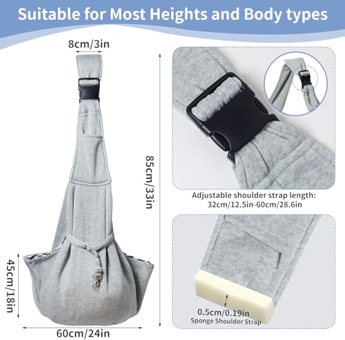CONLI Small Dog Carrier Sling with Adjustable Strap & Dual Safety - Features Storage Pocket & Detachable Treat Pouch, Hands-Free Pet Sling for Chihuahuas, Yorkies Under 12lbs for Walking, Hiking