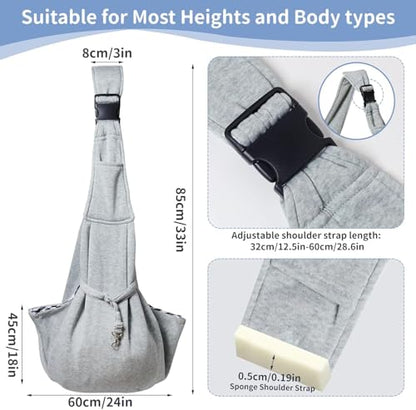 CONLI Small Dog Carrier Sling with Adjustable Strap & Dual Safety - Features Storage Pocket & Detachable Treat Pouch, Hands-Free Pet Sling for Chihuahuas, Yorkies Under 12lbs for Walking, Hiking